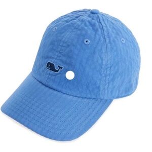 Vineyard Vines Blue Seersucker Baseball Hat with Whale Logo Kids Size Large